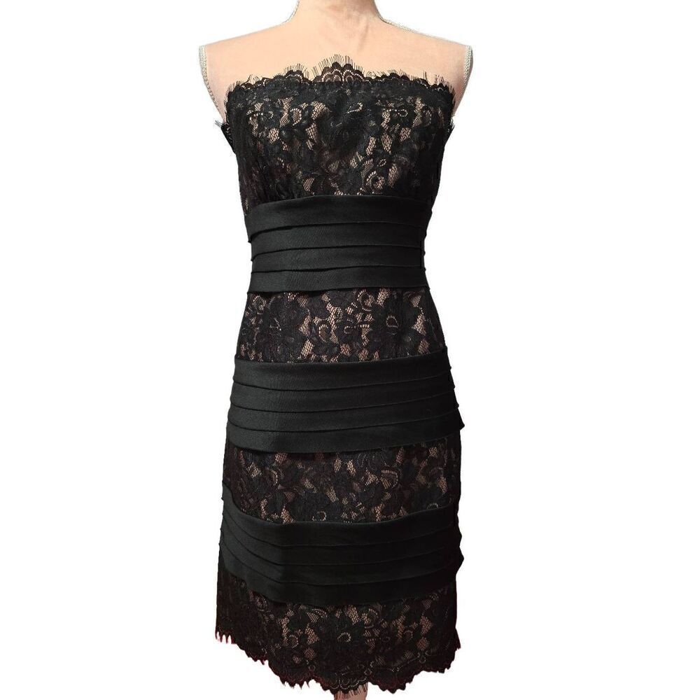 INC International Concepts Eyelash Lace and Satin Strapless Dress